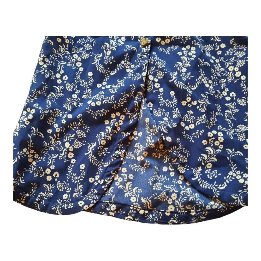 Old Navy Navy Blue Floral Kids Blouse